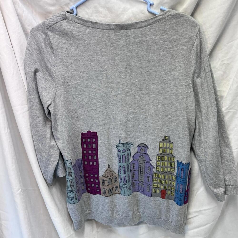 Talbots NY Skyline sweater Large petite Embroidered EUC - Picture 9 of 9